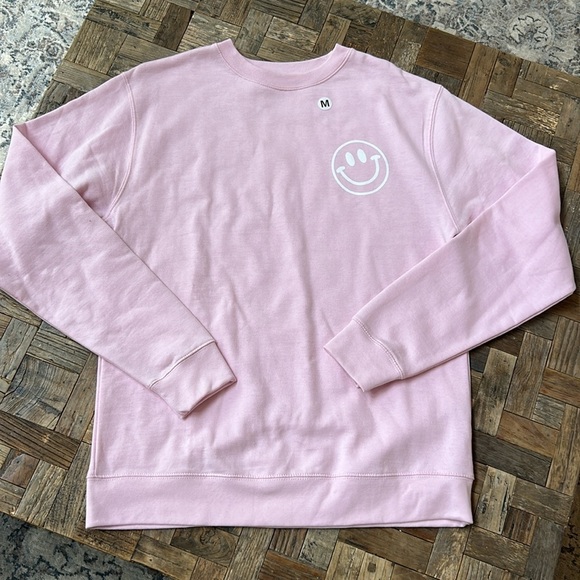 Girl Tribe Teacher Pink Crewneck Happy Face Sweatshirt Size Medium - Picture 3 of 9